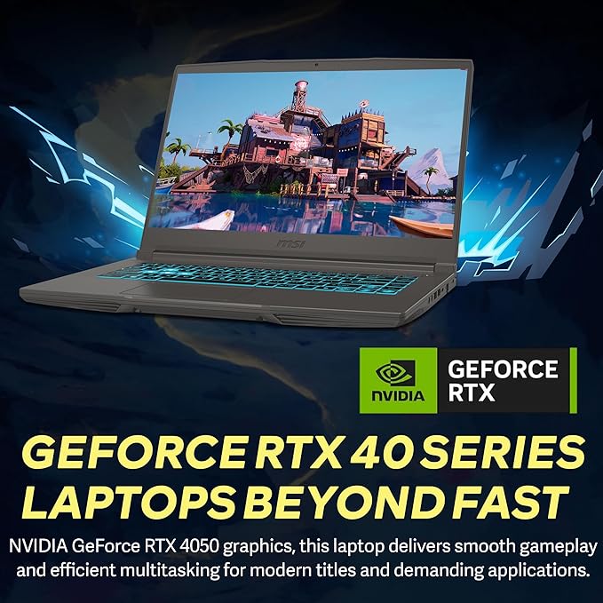 msi Thin 15 15.6" FHD 144Hz Gaming Laptop, Intel i5-13420H, NVIDIA GeForce RTX 4050, 32GB DDR4 RAM, 1TB PCIe SSD, Backlit Keyboard, Wi-Fi 6E, HD Camera, Win 11, Gray, 256GB Docking Station Set