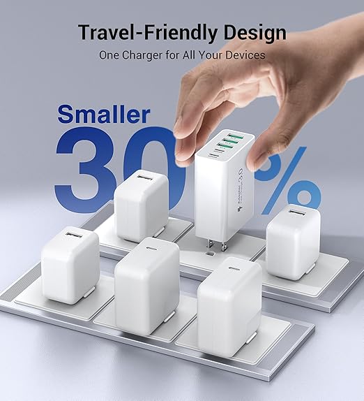 60W Fast Charger Block,2-Pack USB C Wall Charger,5-Port Dual 30W PD Charging Adapter+QC 3.0 Wall Plug Multiport Total power 60W Type C Charging Cube Brick For iPhone 17/16/15/14/13/Pro Max,iPad,Galaxy