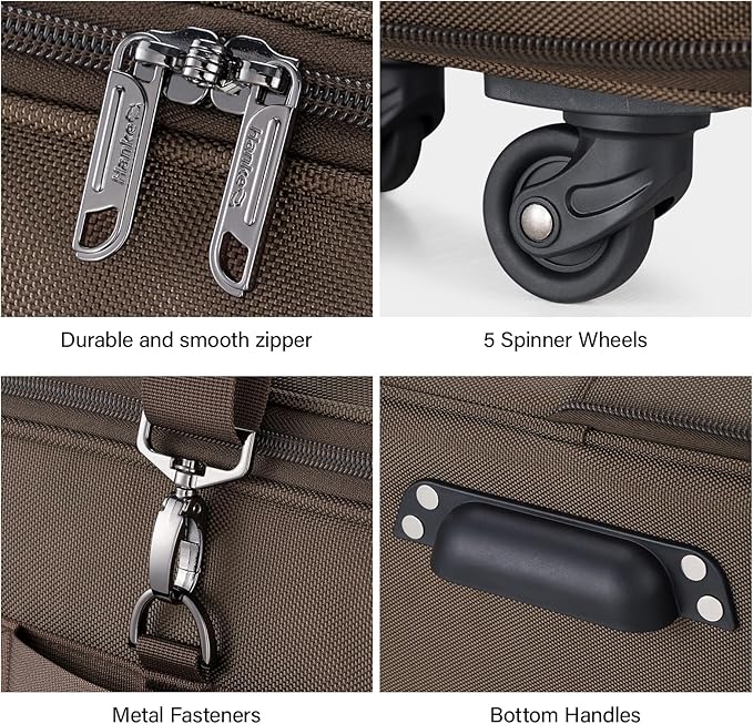 Hanke Expandable Collapsible Luggage with Wheels Suitcase, Rolling Travel Bag, Duffel Garment Tote Bag for Men Women, Lightweight Suitcase, Large Capacity Luggage with Spinner Wheel (Coffee)