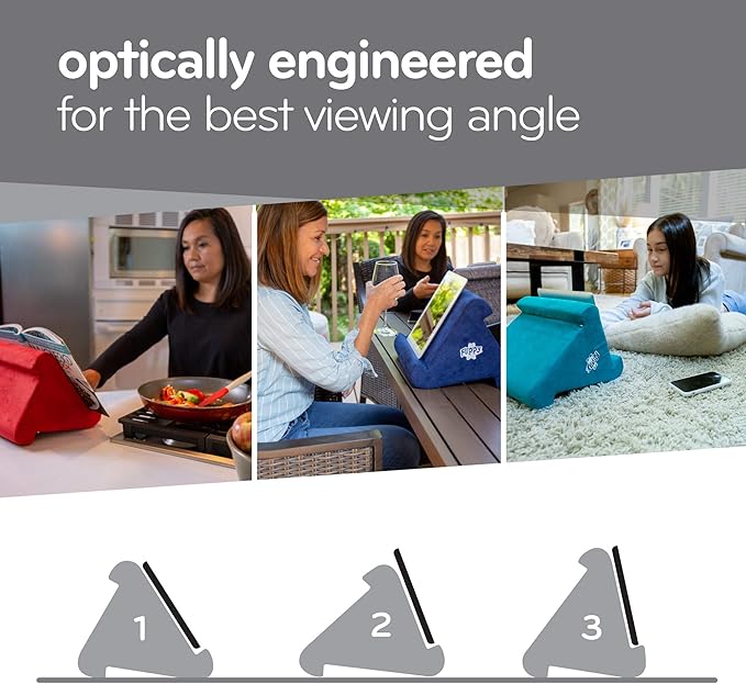 Flippy Tablet Pillow Stand and Holder for Lap, Desk and Bed, Multi-Angle with Storage, Compatible with Kindle, Fire, Samsung Galaxy, iPhone 13 pro, 12