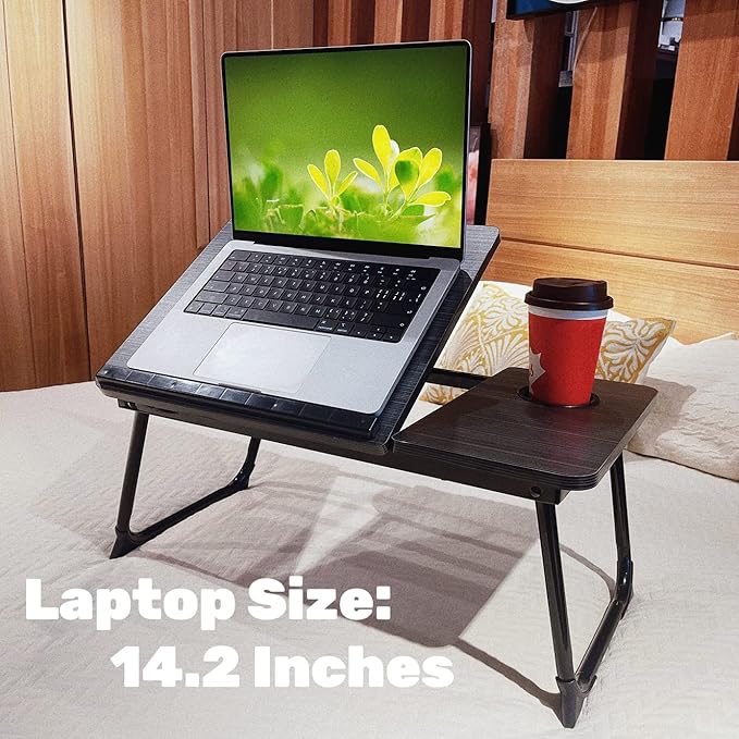 CloudTrip Laptop Desk for Bed or Couch, Lap Desk, Woking in Bed Desk, Home Office Desks, Breakfast Tray, Desk with Cup Holder, Watching Movies in Bed, Laptop Stand for Bed, Fordable Legs Desk (Black)
