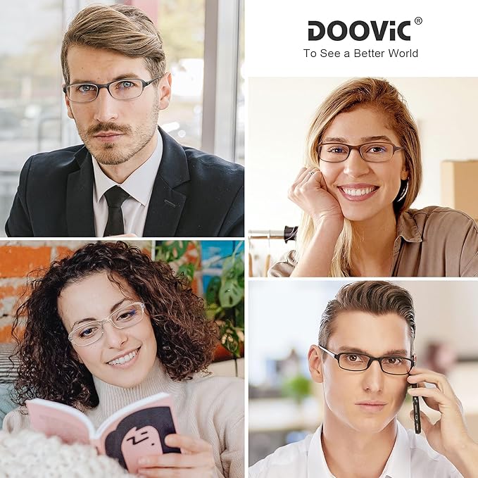 DOOViC 4 Pack Blue Light Blocking Reading Glasses for Men Women TR90 Sturdy Ultra Lightweight Readers 2.50 Strength