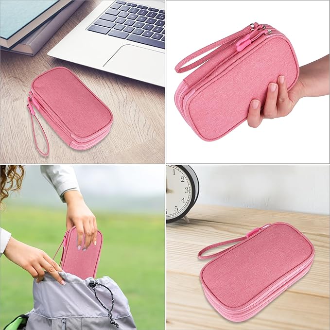 JIAKAI Travel Cable Organizer,Electronics Accessories Organizer Bag,for Charger, Phone, memory card,Travel Gadget Bag-Pink