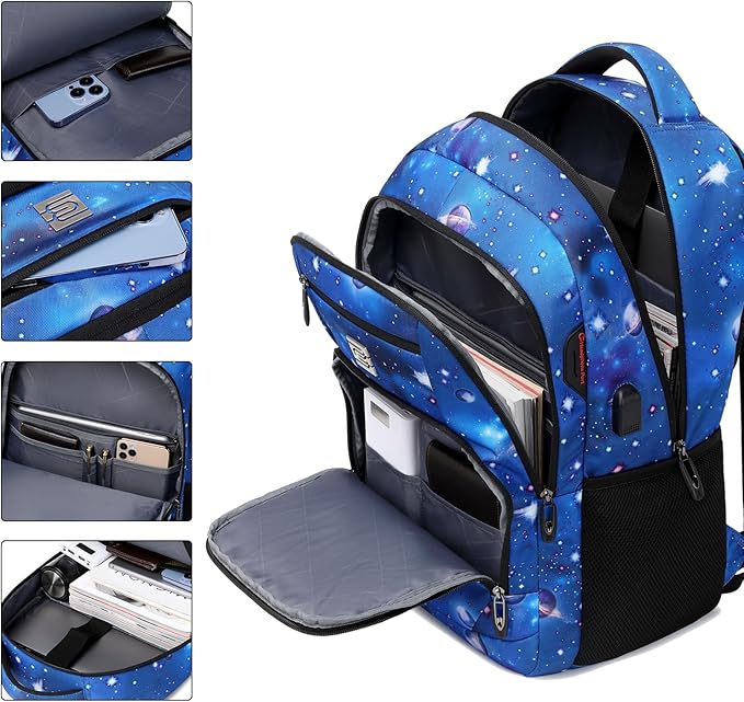 Laptop Backpack,Business Travel Anti Theft Slim Durable Laptops Backpack with USB Charging Port,Water Resistant College Computer Bag for Women & Men Fits 15.6 Inch Laptop and Notebook-Dreamy Blue