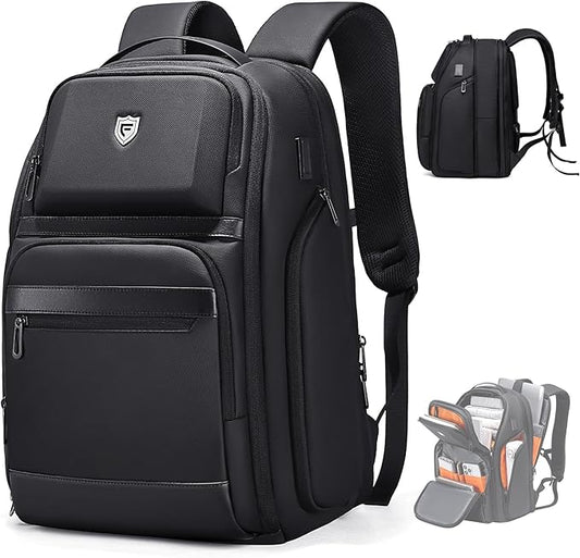 Travel Laptop Backpack for Men, Expandable Water Resistant 15.6 Inch Computer Backpack with USB Port, Mens Hardshell Laptop Bag for Business/Work/College, Black