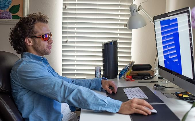 99.9% Blue Light Blocking Amber Glasses for Sleep - Medium Adult Size Nighttime Eye Wear - Special Orange Tinted Glasses Help You Sleep & Relax Your Eyes