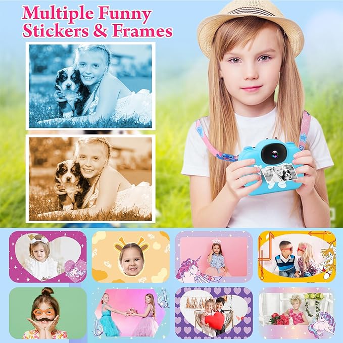 Kids Camera Instant Print, 3.5'' Kids Digital Camera Instant with 1080P HD Photos & Videos, Christmas Birthday Gifts for Girls Boys Age 3-12 (Blue)
