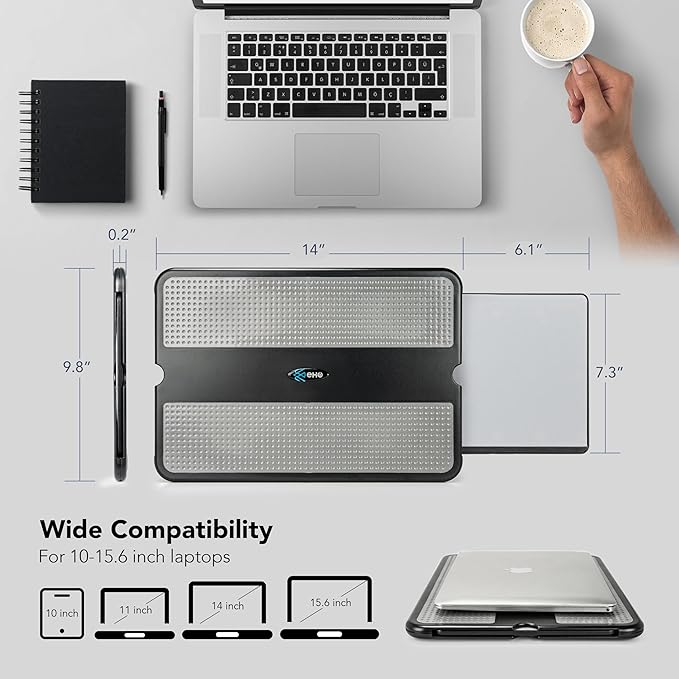 EHO Laptop Lap Desk, Portable Lapdesk with Smooth Surface and Mouse Pad, Lightweight Bed Tray for Laptop or Tablet, Ergonomic Lap Table for Home, Office, Travel, and Students