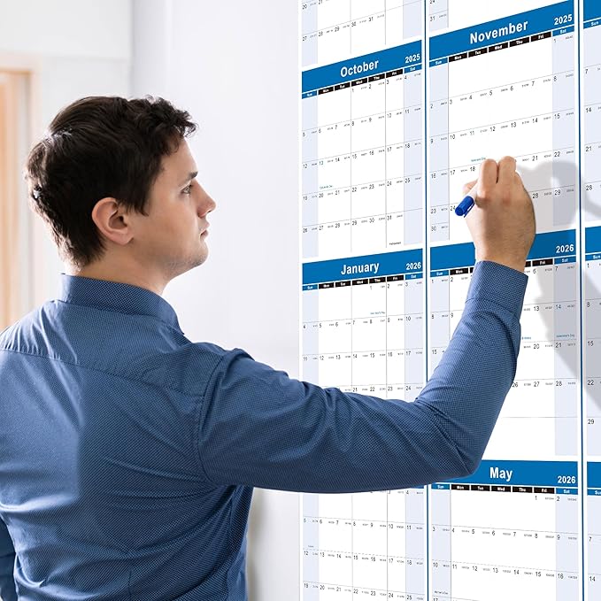 2025-2026 Yearly Wall Calendar - annual calendar 2025-2026, 2025-2026 Yearly Wall Calendar&Planner with Thick Paper, July 2025 - June 2026, X Large, 34.7" x 22.8", 2025-2026 Yearly Planner (2025-2026 Yearly Wall Calendar - Blue)