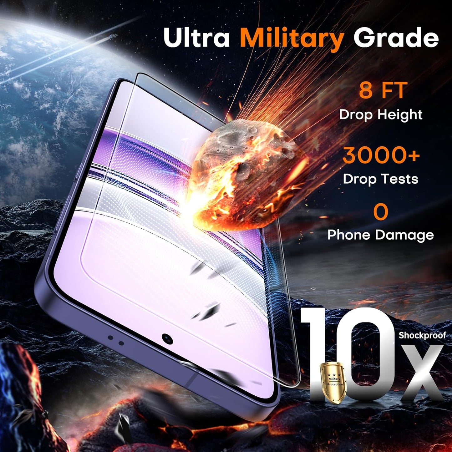 TOCOL for Samsung Galaxy S24 Screen Protector Military Grade Shatterproof HD Tempered Glass Full Coverage Screen Protector Anti-Fingerprint Easy Installation 2 Packs