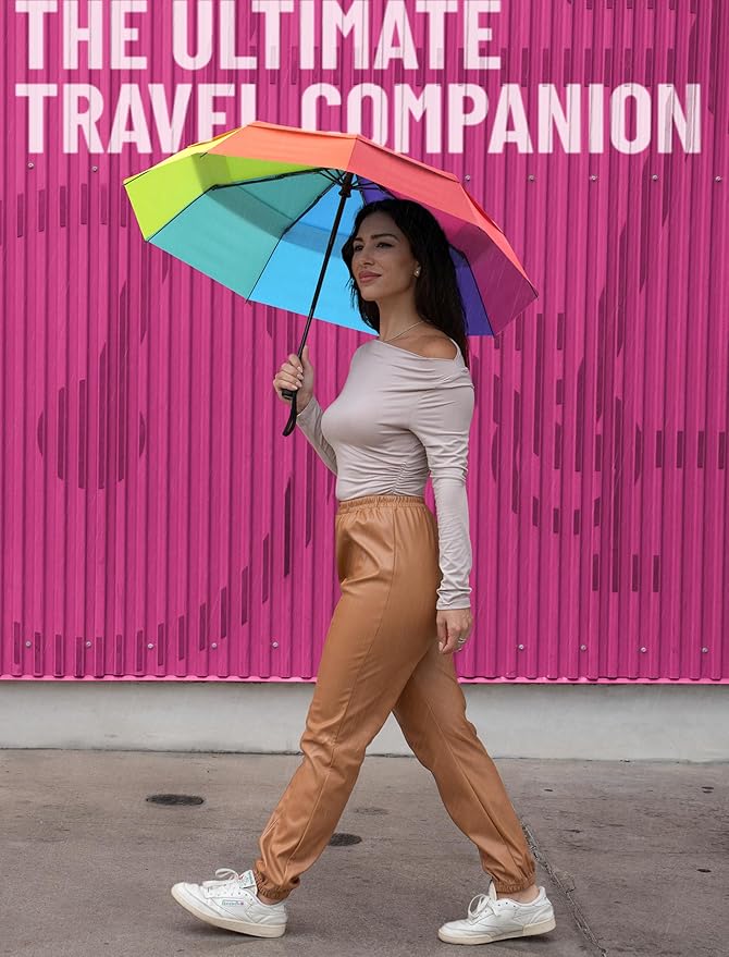 REPEL Windproof Travel Umbrella - Compact & Withstands Winds up to 85MPH , Strongest Premium Auto Folding Umbrella for Rain and Sun - Durable, Light & Portable for Women & Men , Fits Backpack & Cars