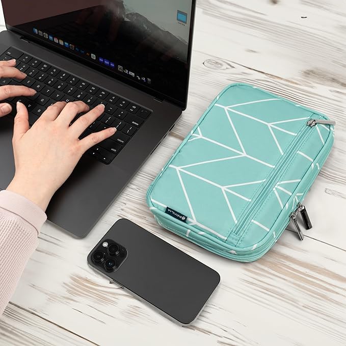 PAVILIA Soft Electronic Organizer Travel Case, Travel Cord Organizer Bag, Small Cable Tech Storage Pouch, Travel Accessories Essentials Must Haves for Mobile Phone, USB, Cord, Charger, Teal