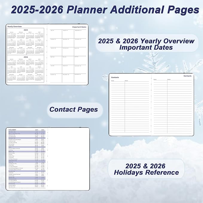 Day Planner 2025-2026, Hardcover Weekly & Monthly Planner from Jul 2025-Dec 2026, 18 Month Calendar 2025 with Tabs & Pocket, A5 Size, Black