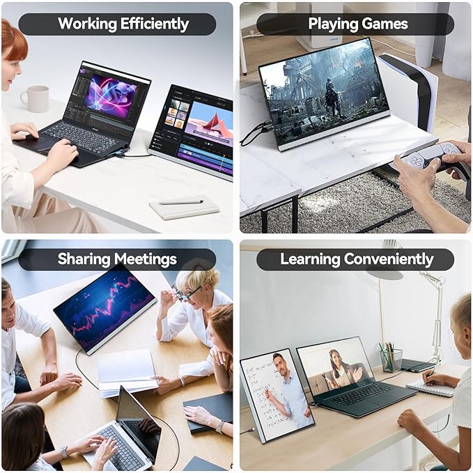 Intehill 14" Portable Monitor 2.5K, 2560x1600 Portable Screen for Laptop, 16:10 Travel Monitor with Tempered Glass, 100% sRGB HDMI Portable Display, Mobile External Display with Stand & Speaker, Q14ZA