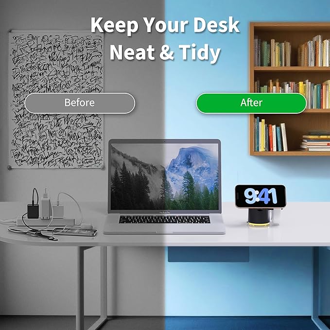 3 in 1 Wireless Charging Station,Qi2 Certified 15W Magnetic Wieless Charger with Night Light,for iPhone 12-17 Series,Apple Watch,Airpods (Black)