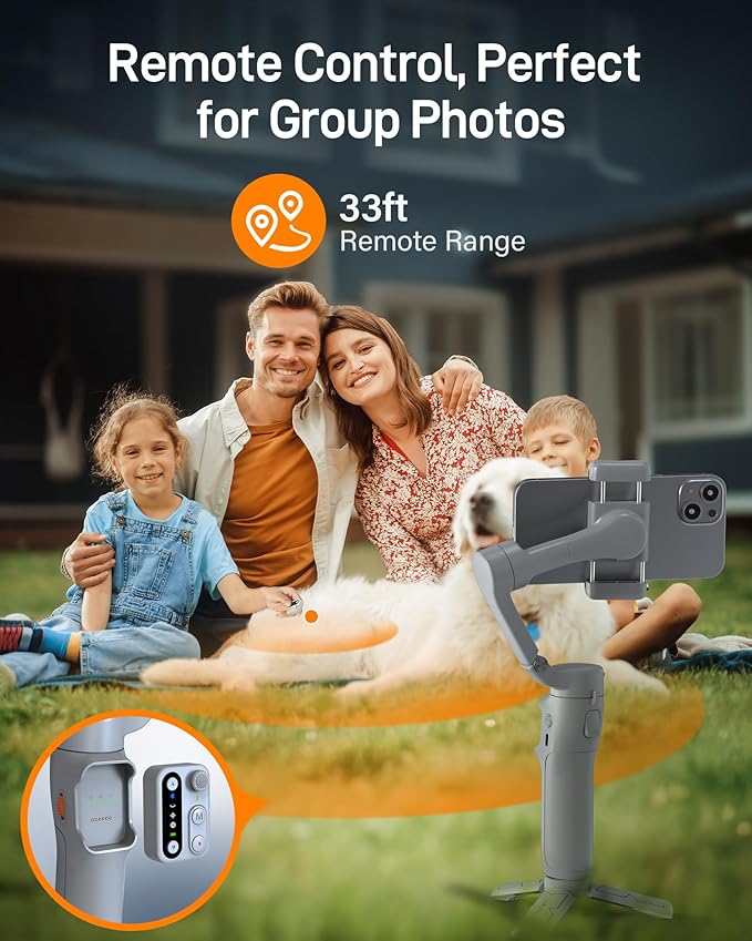 hohem iSteady X3 SE Gimbal Stabilizer for iPhone, Phone Stabilizer with Detachable Remote Control, Portable Foldable 3-Axis Phone Gimbal for Android & iPhone 16 15 Pro Max, Ideal for Travel Vlogging