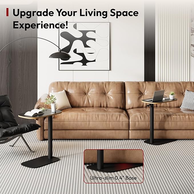 SANODESK Adjustable Overbed Bedside Table Pneumatic Adjustable Height Laptop Computer Standing Desk Cart with Tray, Hospital and Home Use(23.6" W x 13.8" D,Black)