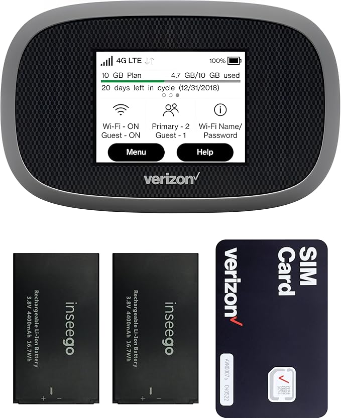 Verizon Wireless Jetpack Inseego MiFi 8800L | Free VPN Mobile Hotspot for Travel | 4G Mobile Portable WiFi | Unlocked Globally | Near 5G Speed up to 1200 Mbps | EVDO-LINK Bundle - Verizon Sim Card