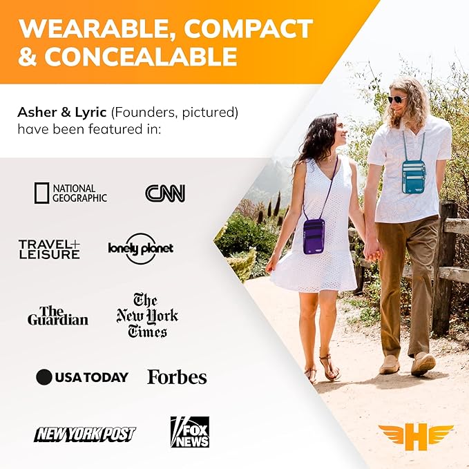 HERO Neck Wallet, RFID Blocking Passport Holder, Easy to Conceal Pouch (Purple)