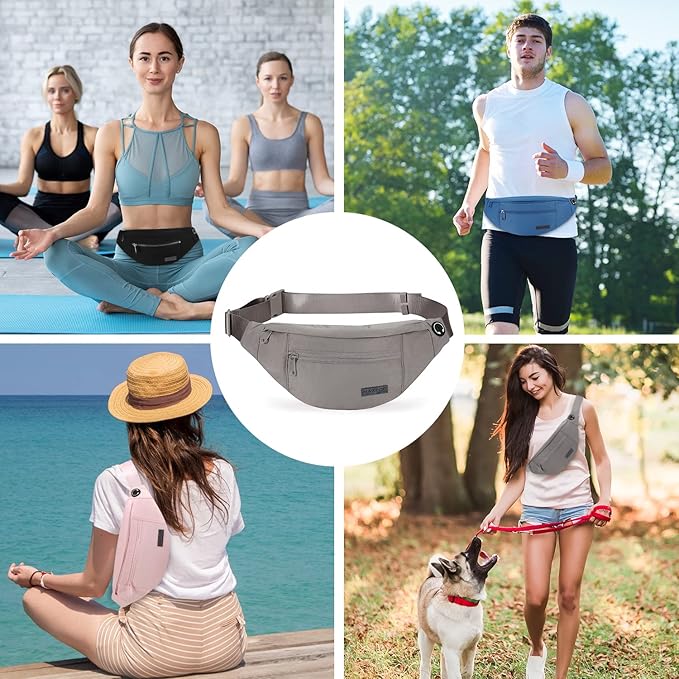 MAXTOP Large Crossbody Fanny Pack with 4-Zipper Pockets,Gifts for Enjoy Sports Festival Workout Traveling Running Casual Hands-Free Wallets Waist Pack Phone Bag Carrying All Phones