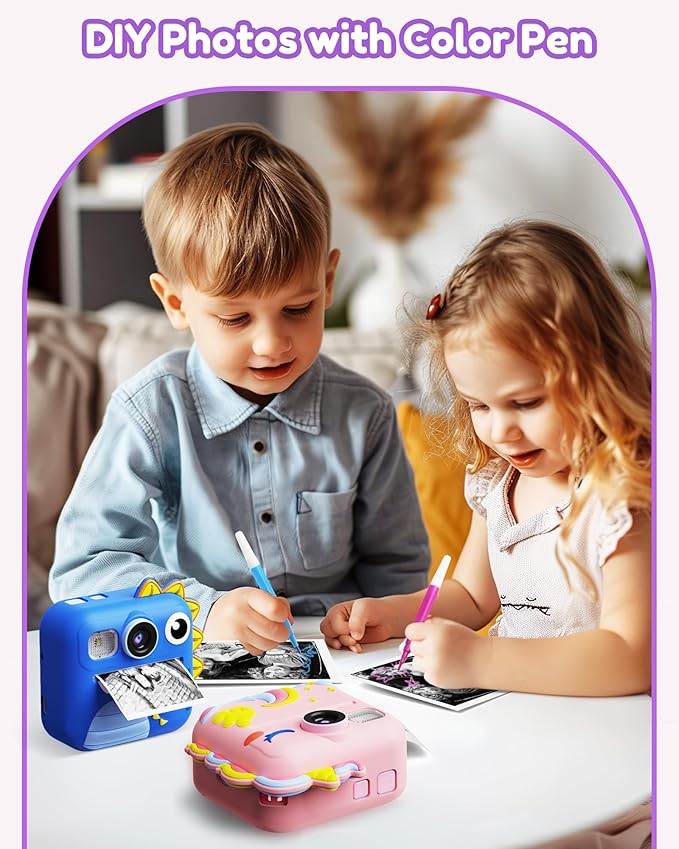KOKODI Kids Camera Instant Print, Toddler Cameras Christmas Birthday Gifts for Girls Age 3-12, Digital Video Instant Printable Camera for Kids,Toys for Ages 5-7 Girls (Pink)