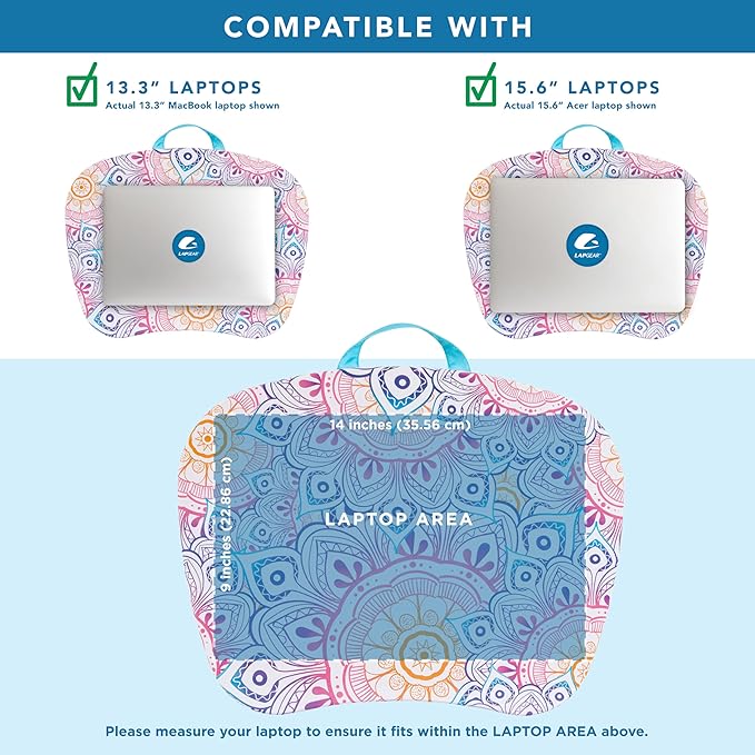 LAPGEAR MyStyle Portable Lap Desk with Cushion - Mandala - Fits up to 15.6 Inch Laptops - Style No. 45327
