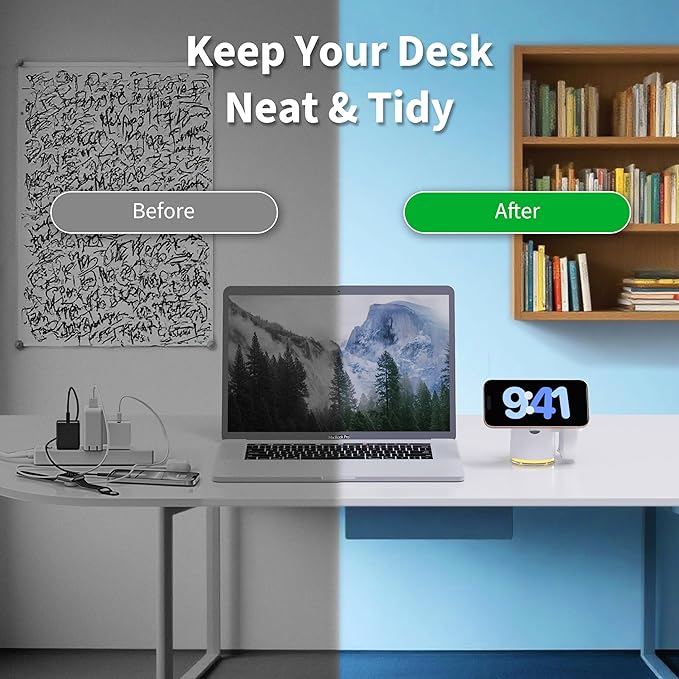 3 in 1 Wireless Charging Station,Qi2 Certified 15W Magnetic Wieless Charger with Night Light,for iPhone 12-17 Series,Apple Watch,Airpods (White)