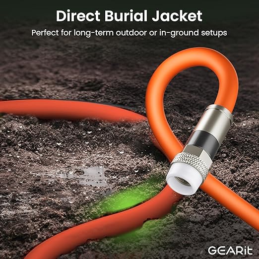 GEARit Coaxial Cable for Direct Burial (30ft) RG6 70 Ohm RF Rubber Boot Waterproof Underground in-Wall with Rubber Boot, High-Speed Internet, Broadband, Digital TV Aerial, Satellite Cable 30 Feet