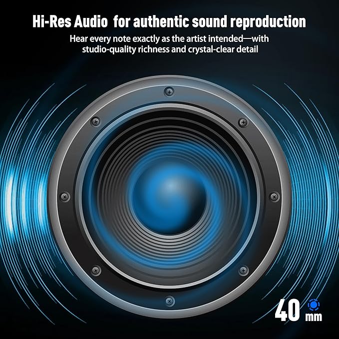 Riwbox Hybrid Active Noise Cancelling Headphones, Wireless Bluetooth Headset Over Ear, 60H Playtime, High-Fidelity, Foldable, Comfort&Immersion for Work/Commuting (Black)