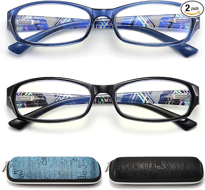 Reading Glasses Womens Men Blue Light Blocking - 2 Pack Lightweight Computer Readers +1.0 Glare Blocking Ladies Eyeglass