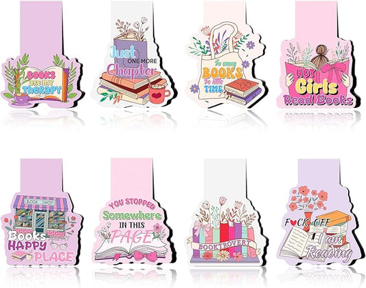 Funny Reading Magnetic Bookmark - 8Pcs Books Flower Book Mark Magnets Fun Cute Bookmarks Magnetic Books Hot Girls Page Clip Gift for Women Bookish Book Lover Students Teacher Office