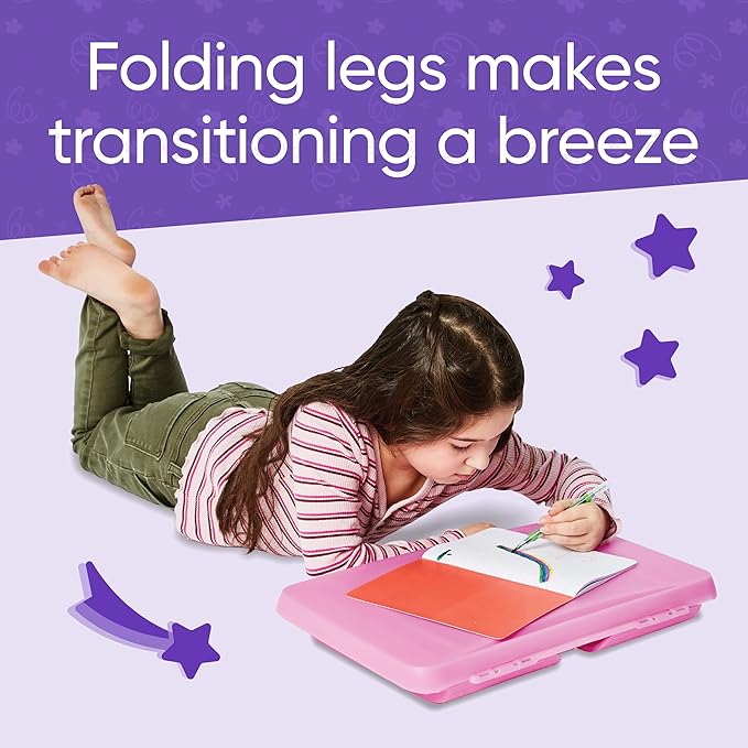 HearthSong Kids’ Portable Folding Lap Desk with Large Storage Activity Tray, 17"L x 12"W x 7½"H, Pink
