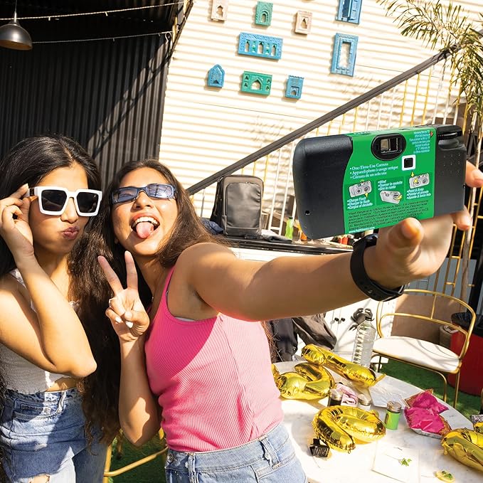 Fujifilm QuickSnap Flash 400 Disposable 35mm Camera + Hand Strap + Quality Photo Microfiber Cloth (3 Pack)