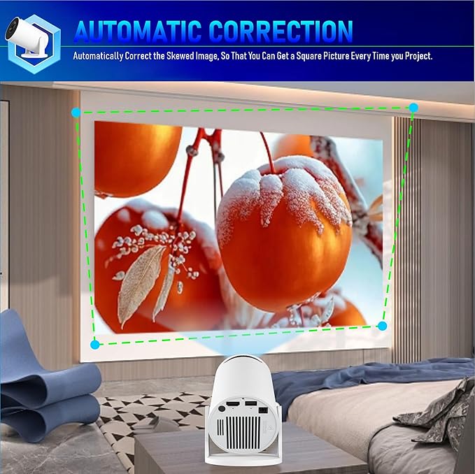 Mini Projector 4K support with WiFi 6 and Bluetooth 5.4, Portable Movie Projector, 67"-140" Screen Video Projector, Compatible with Smartphone, TV Stick, Laptop, HDMI, USB