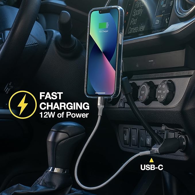 Scosche MP12V MagicMount Pro Magnetic Phone/GPS Car Mount 12W USB-A Power Outlet Cell Phone Charger, Cigarette Lighter Phone Holder, Compatible with Apple iPhone & More, Black/Silver