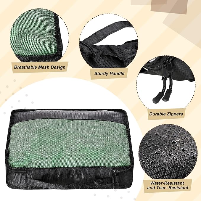 5 Pcs Packing Cubes for Suitcase Large Travel Cubes Carry on Luggage Organizer Bags for Clothes Accessories(Mixed,Black)