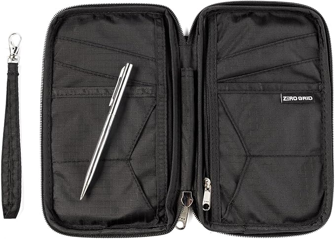 Passport Holder Family up to 6 Passports, Large Passport Wallet and Premium Travel Document Holder Organizer with RFID Anti-Theft Blocking - Black