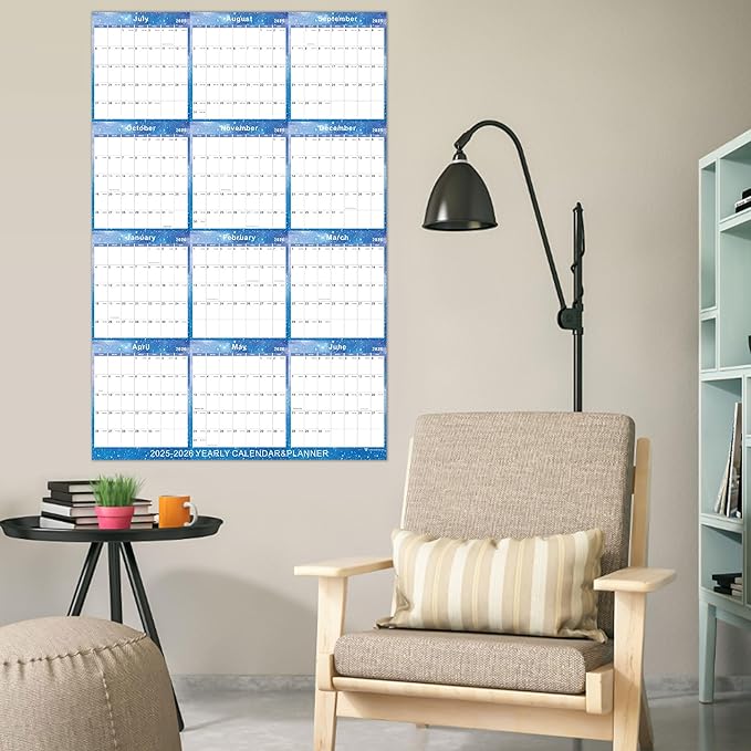 2025-2026 Yearly Wall Calendar - annual calendar 2025-2026, 2025-2026 Yearly Wall Calendar&Planner with Thick Paper, July 2025 - June 2026, X Large, 34.7" x 22.8", 2025-2026 Yearly Planner (2025-2026 Yearly Wall Calendar - Blue Star)
