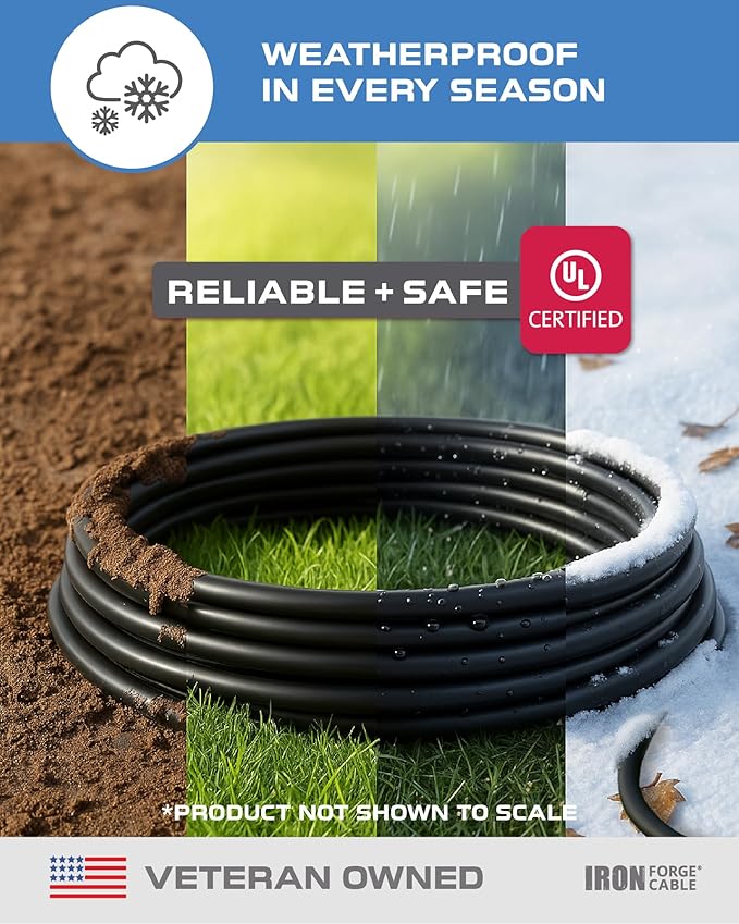 Iron Forge Cable 2 Pack 8 Ft Black Extension Cord, 16/3, 8 Foot Extension Cord, 3 Prong, Weatherproof - Great for Outside Use