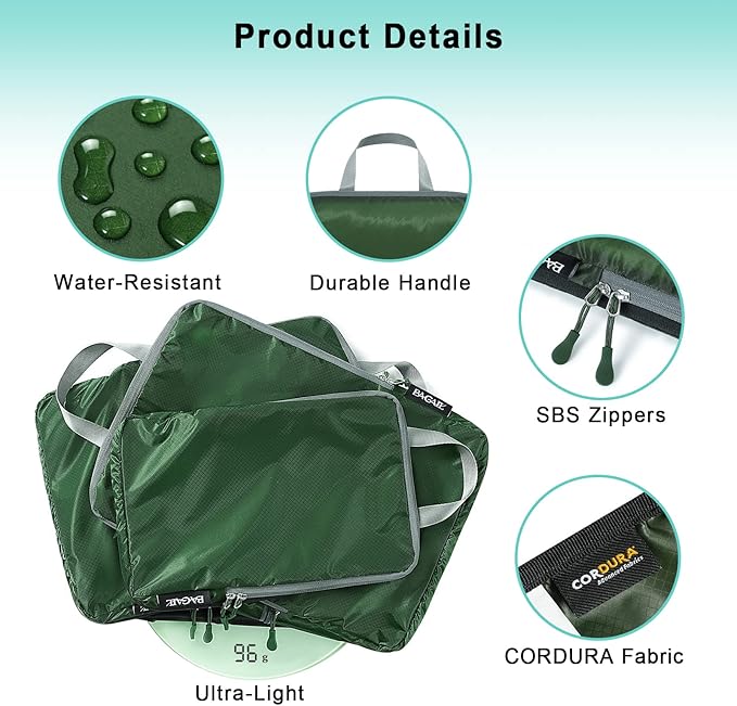 BAGAIL 6 Set Ultralight Compression Packing Cubes Packing Organizer for Travel Accessories Luggage Suitcase Backpack