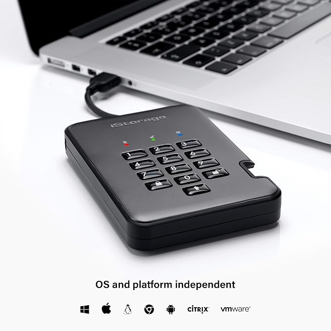 iStorage diskAshur PRO2 HDD 5TB | Secure Portable Hard Drive | FIPS Level 3 certified | Password Protected | Dust/Water-Resistant | Hardware encryption