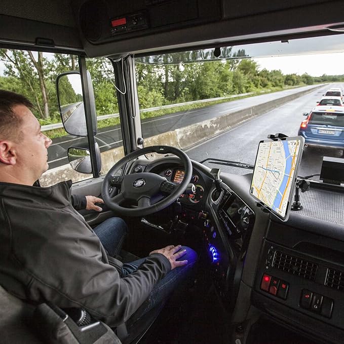 Heavy Duty Drill Base Tablet Holder, iPad Mount for Truck/Car/Boat/Wall/Desk/Vehicle Dashboard,360° Adjustable Aluminum Alloy Arm Mount Compatible with 7~12.9" iPad/Nexus/Fire HD/e-Book/Switch