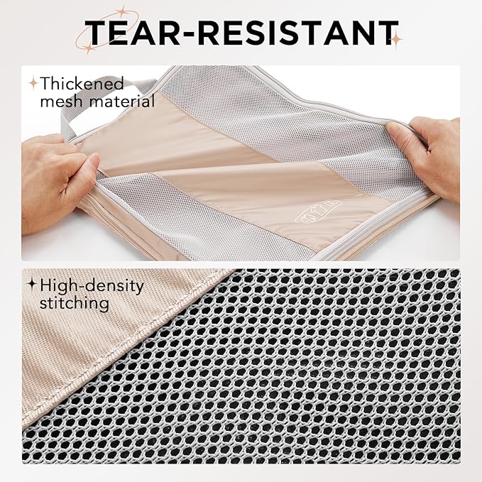 6 Set Compression Packing Cubes for Travel Essentials,Compressible Expandable Packing Cubes for Suitcase,OlarHike Luggage Organizer Bags for Travel,Handy Helper for Organizing Clothes(Beige)