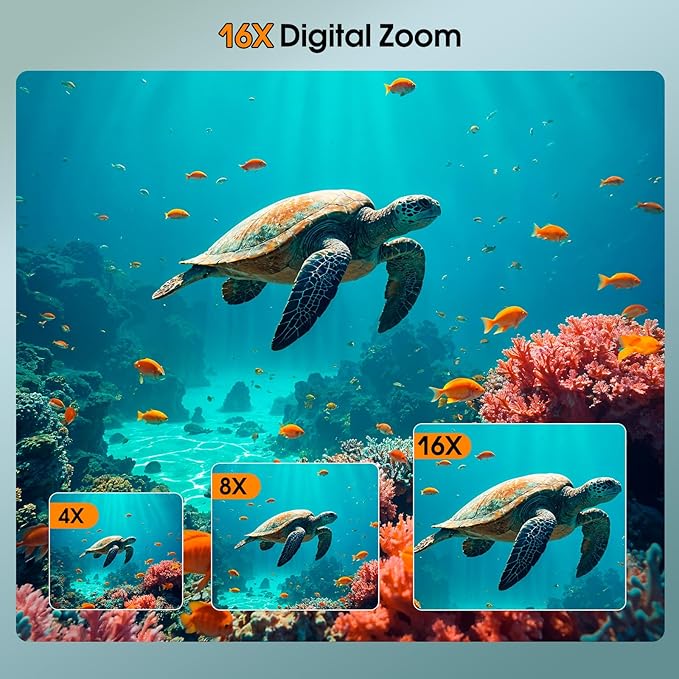 4K Underwater Camera, 64MP 16FT Waterproof Digital Camera with 32GB Card, Autofocus Floatable Waterproof Camera with IPS HD Screen, 16X Digital Zoom, Fill Light, for Snorkeling, Surfing, Orange