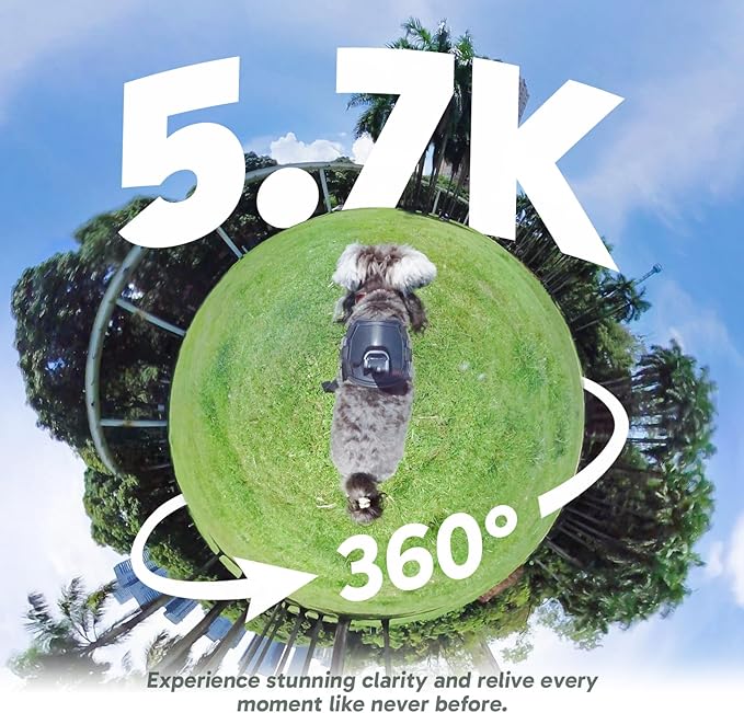 AKASO 360 Weatherproof 360° Action Camera - 5.7K 360 Video with 1/2" 48MP Sensors, 72MP 360 Photo, 360-SuperSmooth, Invisible Selfie Stick, 360° Horizon Lock, AI Tracking with 128GB MicroSD Card