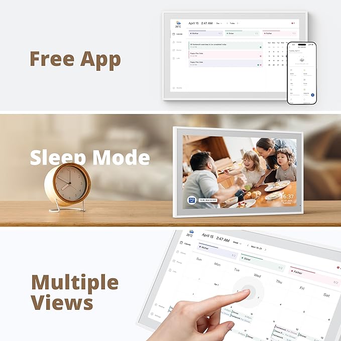 Dragon Touch 21.5" Digital Calendar Chore Chart – 1080P Full HD Interactive Touchscreen, Smart Family Planner, Hearth Display Digital Wall Calendar & Desk Mountable for Seamless Scheduling