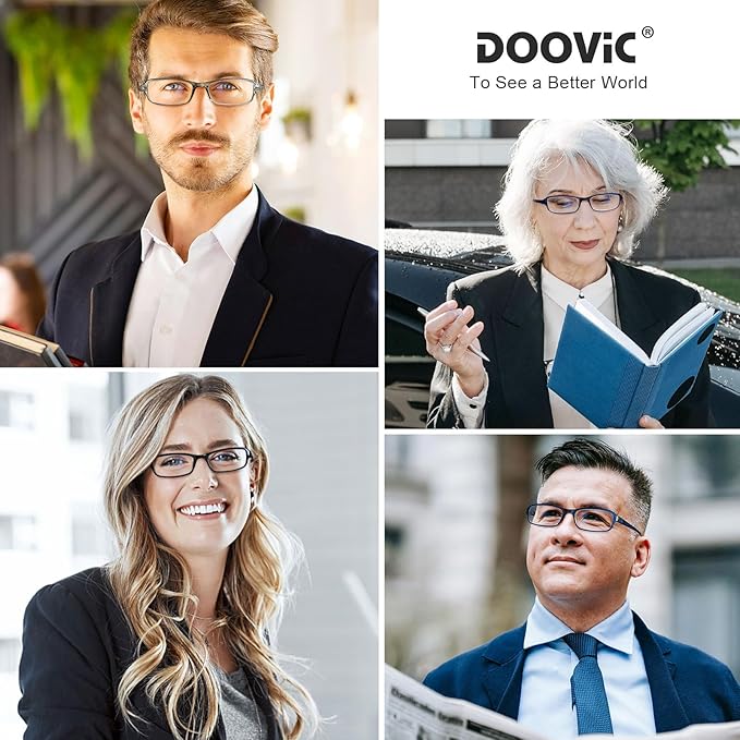 DOOViC 2 Pack Reading Glasses for Women Men TR90 Flexible Lightweight Anti Eyestrain Blue Light Blocking Computer Readers