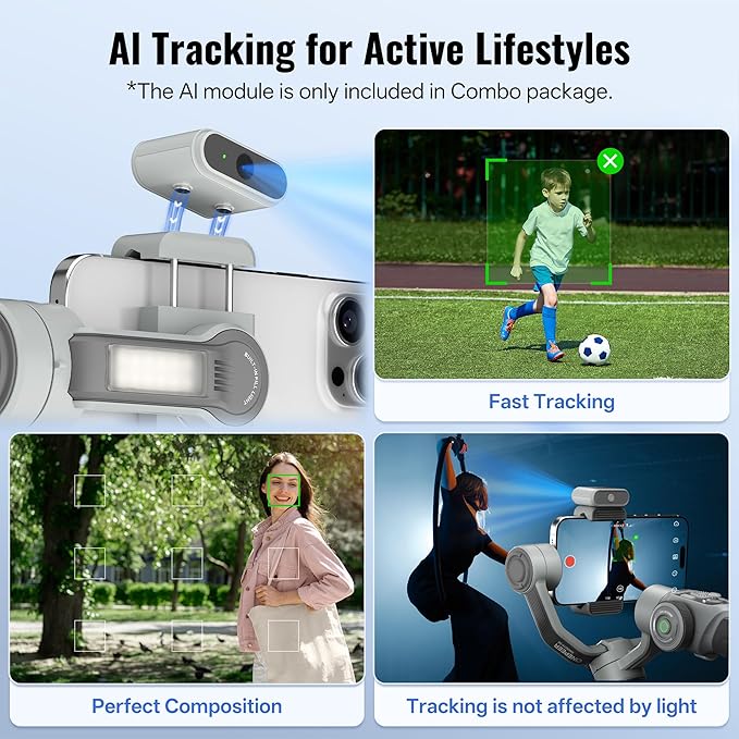 ZHIYUN CINEPEER Smooth 5E Combo Gimbal Stabilizer for iPhone, Android, Built-in Fill Light, Tripod, 3-Axis 300g Payload Phone Gimbal, Gesture Control, Vlogging Stabilizer for YouTube, TikTok