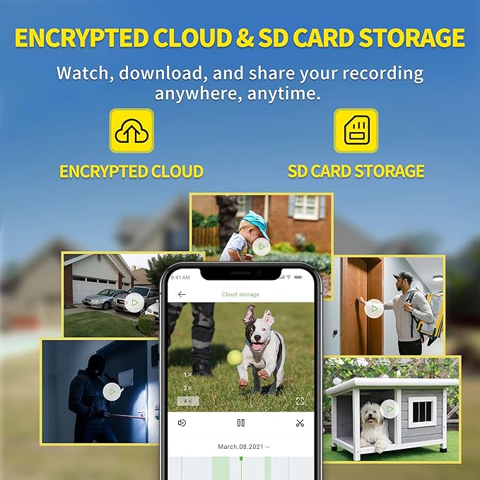 Septekon 2K Outdoor Security Camera 3MP, 2.4G Wired WiFi Camera with Night Vision, IP66 Waterproof, AI Human Motion Tracking, 2-Way Audio, Black