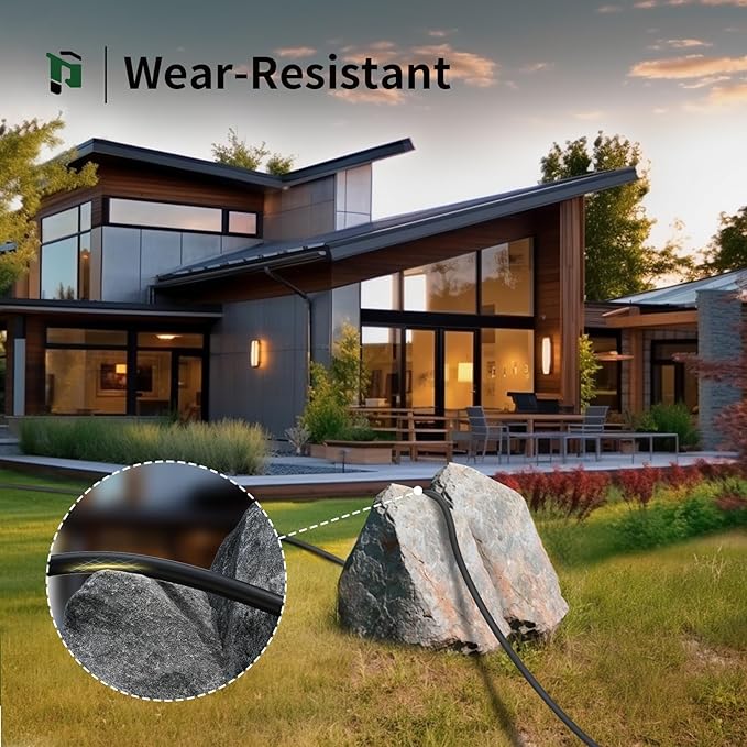 PLUGTUL 6 FT Extension Cord Waterproof, 16/3 Black Heavy Duty 3 Prong Extension Cord, 13A 1625W SJTW, ETL Listed, Great for Garden and Home